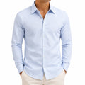 Chemise homme taille L en tissu tissé bleu clair à manches longues coupe ajustée