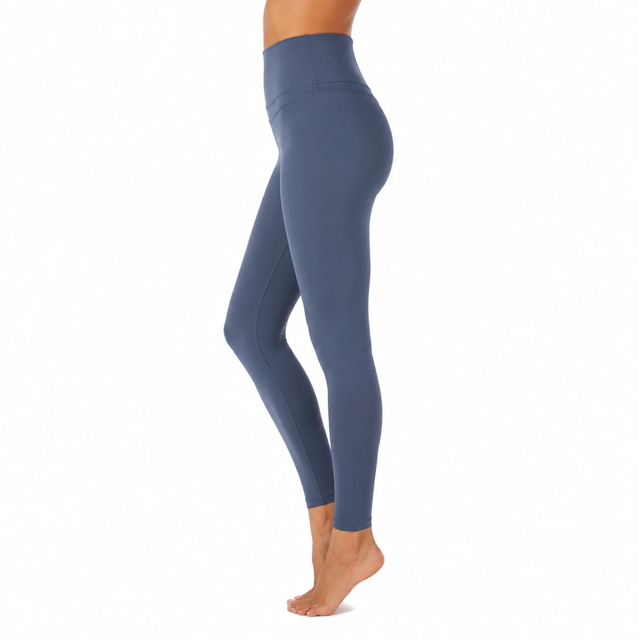 Legging femme M taille haute bleu en tissu extensible pour sport