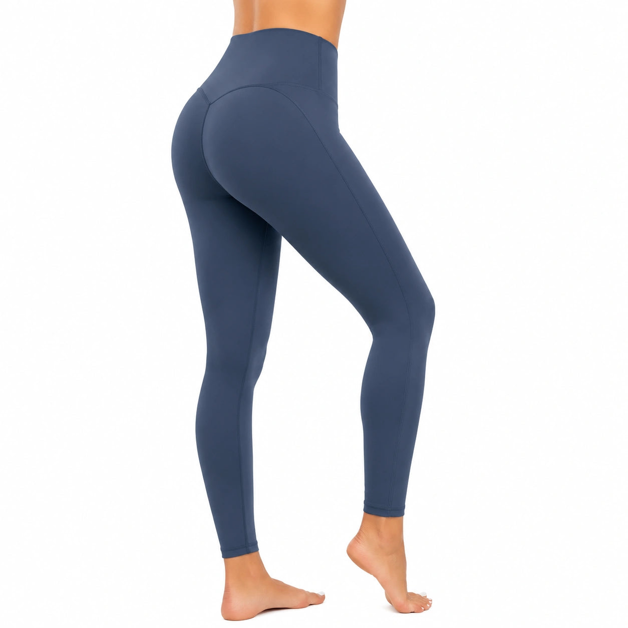 Legging femme taille L bleu marine taille haute extensible pour sport