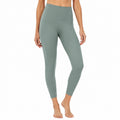 Legging de sport femme L vert sauge taille haute extensible ajusté