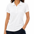 Polo femme taille S en polyester blanc à manches courtes style classique