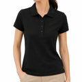 Polo femme taille S noir en maille piquée à manches courtes style classique