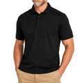 Polo homme XL noir en tissu synthétique manches courtes coupe classique
