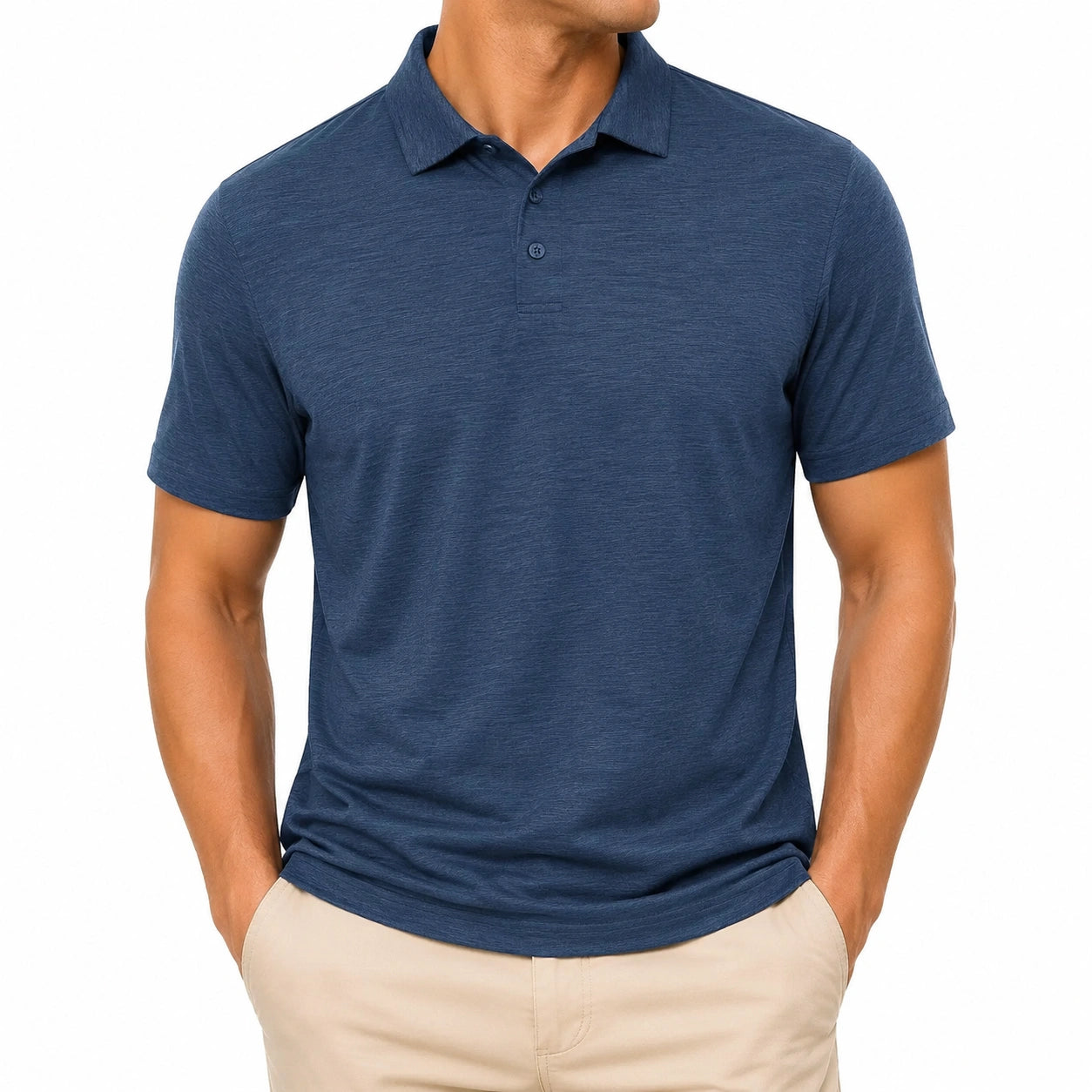 Polo homme taille M en maille bleu marine à manches courtes style décontracté
