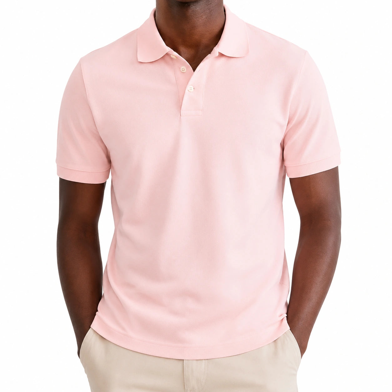 Polo homme M rose en maille texturée à manches courtes style décontracté