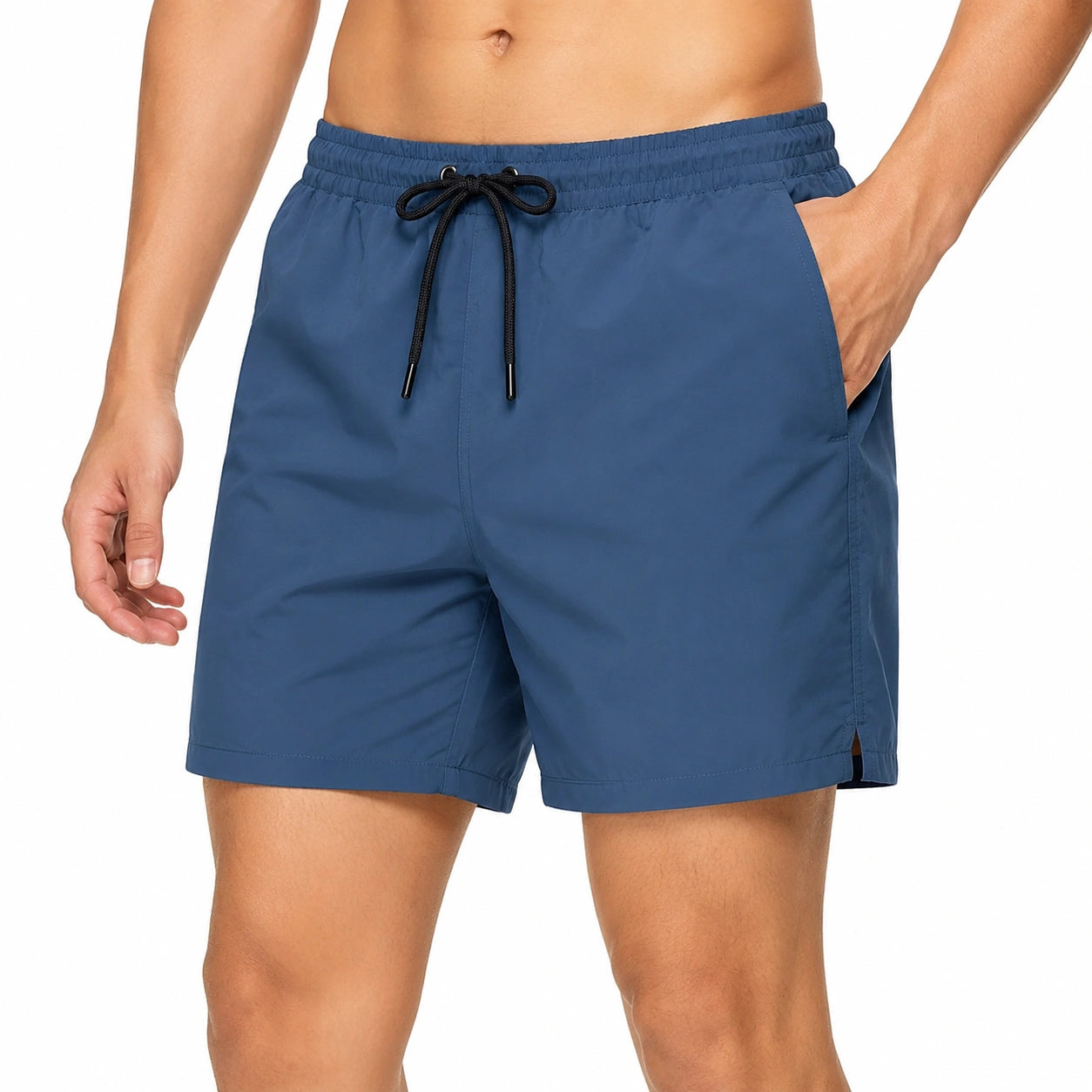Short de bain homme L bleu en tissu synthétique avec cordon de serrage