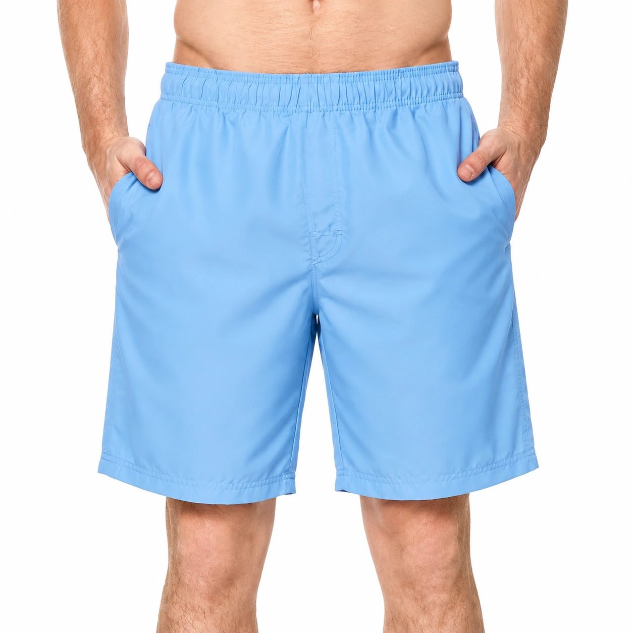 Short de bain homme M en tissu synthétique bleu à poches coupe décontractée