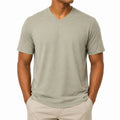 T-shirt homme taille M en jersey vert sauge à col V manches courtes